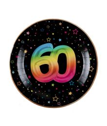 Sort paptallerken 60 år ø22,5 cm