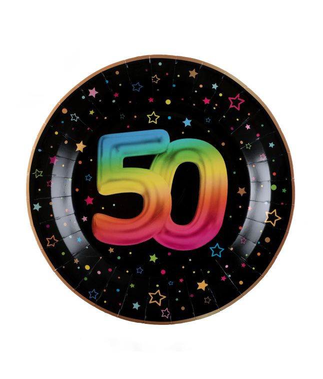 Sort paptallerken 50 år ø22,5 cm 