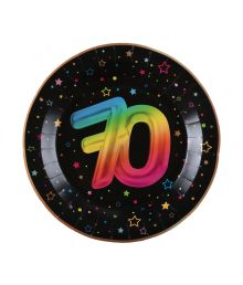 Sort paptallerken 70 år ø22,5 cm 