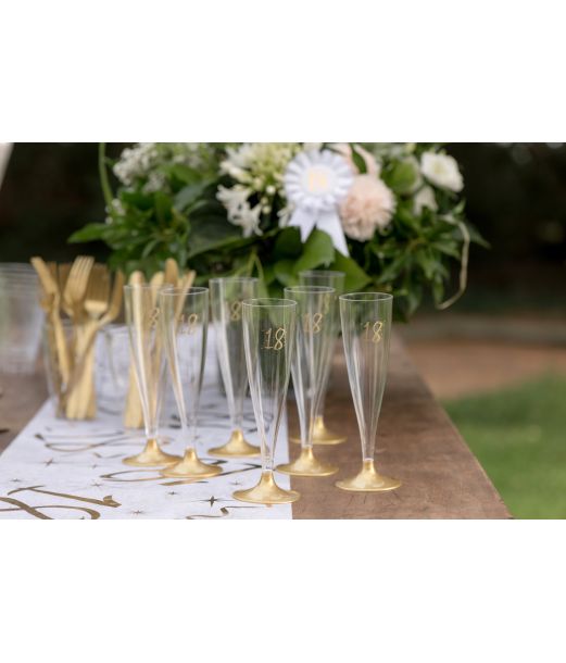 Champagneglas m Guldfod 18 år