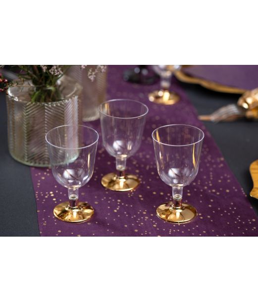 Klar plastik vinglas m guldfod