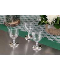 Klar plastik vinglas sølvfod