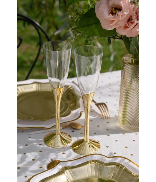 Champagneglas m Guldfod 6 stk