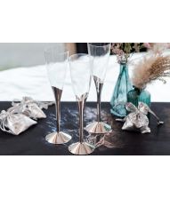 Champagneglas m sølvfod 6 stk