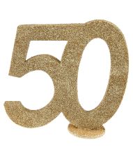Borddekoration med guldglitter, 50 år