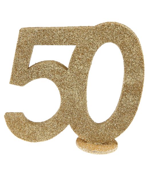 Borddekoration med guldglitter, 50 år