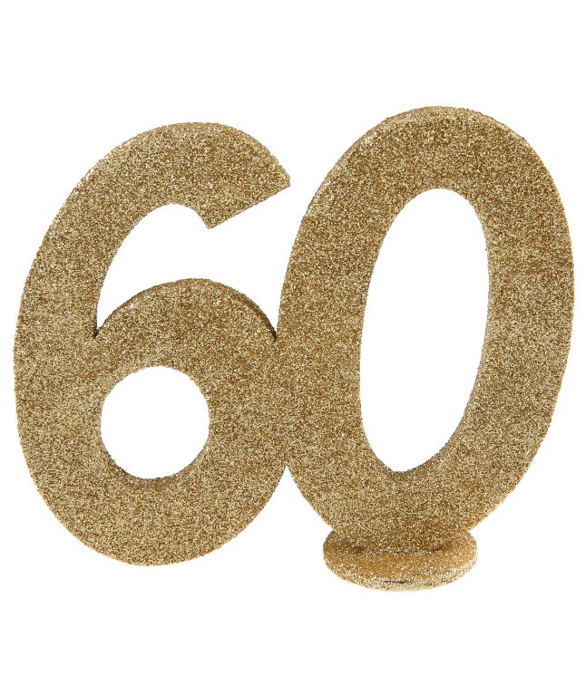 Borddekoration med guldglitter, 60 år