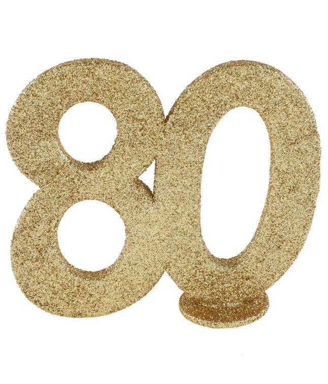 Borddekoration med guldglitter, 80 år