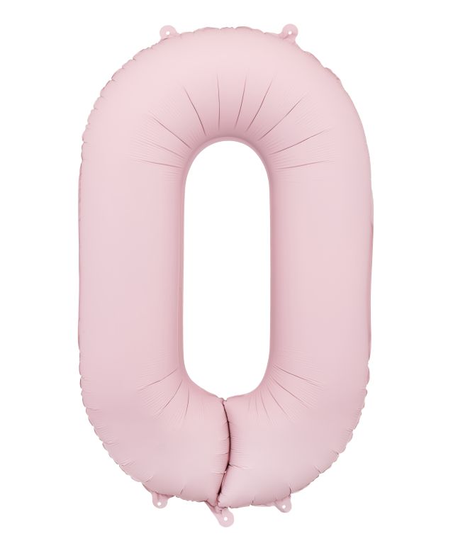 Rosa folieballong med siffror 0, 86 cm