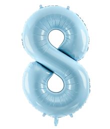Ljusblå folieballong med siffror 8, 86 cm