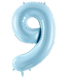 Ljusblå folieballong med siffror 9, 86 cm
