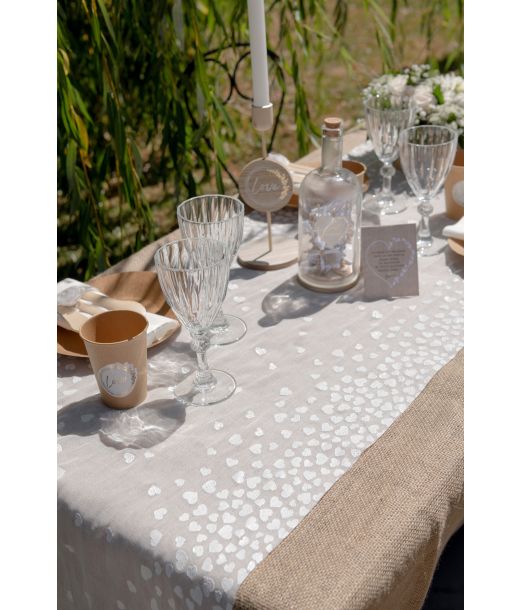 Bordslöpare med vita hjärtan, 48 cm x 3 m