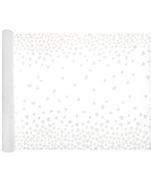 Bordslöpare med vita hjärtan, 48 cm x 3 m