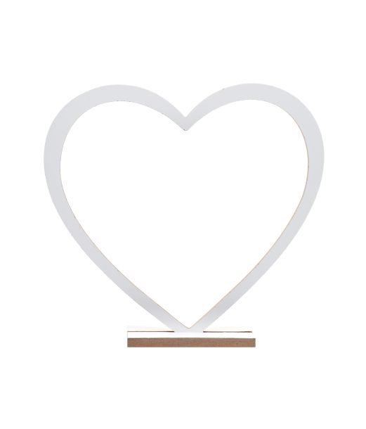 Hvid hjerte deko 25x4x24 cm