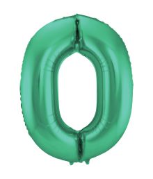  Grön siffra folieballong 0, 86 cm