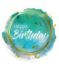 folieballon Happy Birthday Turkis 45 cm