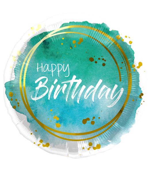 folieballon Happy Birthday Turkis 45 cm
