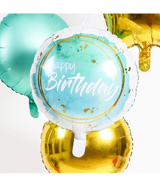 folieballon Happy Birthday Turkis 45 cm