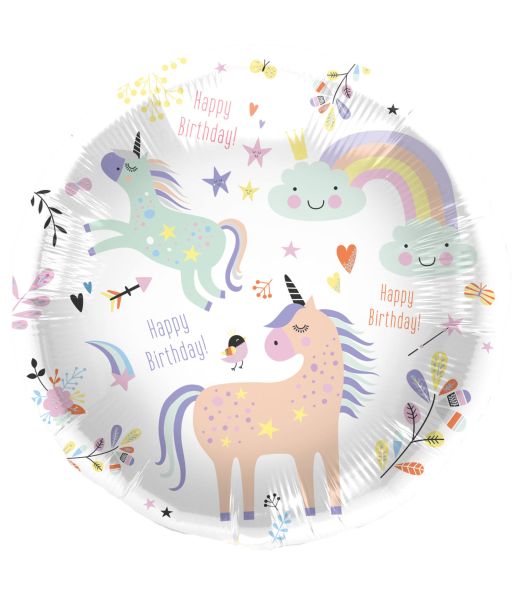 Unicorn Happy Birthday folieballon 45 cm