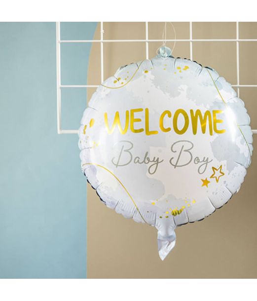 Welcome baby boy folieballon 45 cm