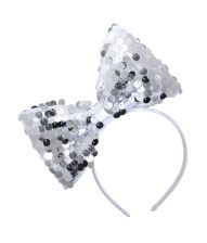 Sølv sløjfe paillet hårbånd