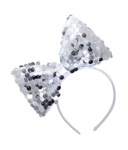Sølv sløjfe paillet hårbånd