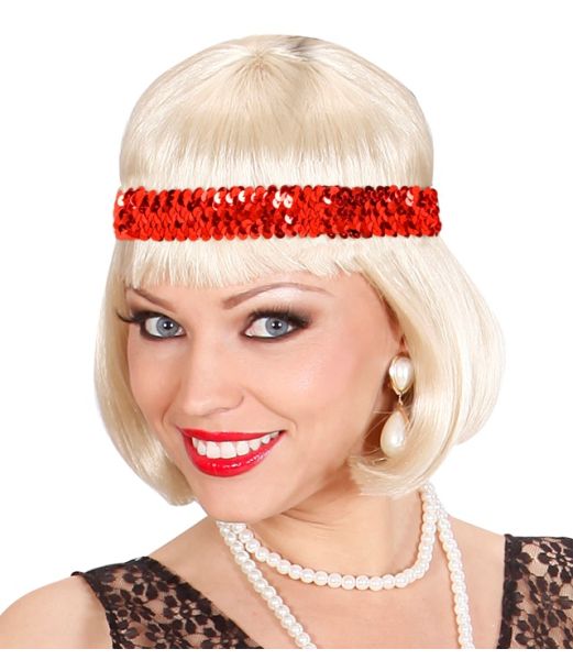 Paillet hårbånd rød