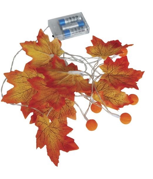 Lyskæde m græskar og blade 