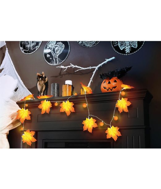 Lyskæde m græskar og blade 