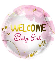 Welcome baby girl folieballon 45 cm