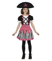 Rosa piratmaskeraddräkt för flickor