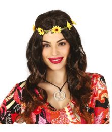 Hippieperuk med blommor