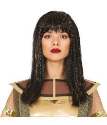Cleopatra-peruk med guldtrådar