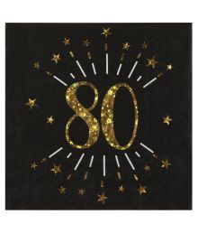 Sort/guld servietter 80 år