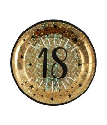 Guld glitter paptallerken ø22,5 cm