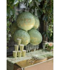 Foileballon salive/guld HAPPY BIRTHDAY