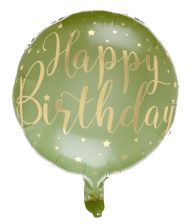 Foileballon salive/guld HAPPY BIRTHDAY