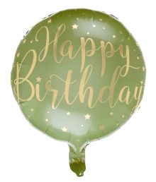 Foileballon salive/guld HAPPY BIRTHDAY