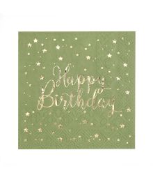 Salvie Happy birthday servietter 25x25 
