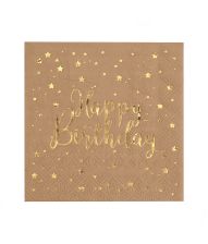 Natur Happy birthday servietter 25x25