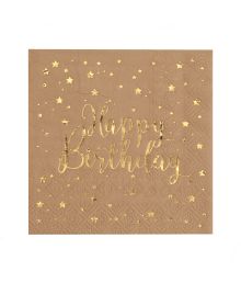 Natur Happy birthday servietter 25x25