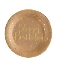 Natur paptallerken Happy birthday 