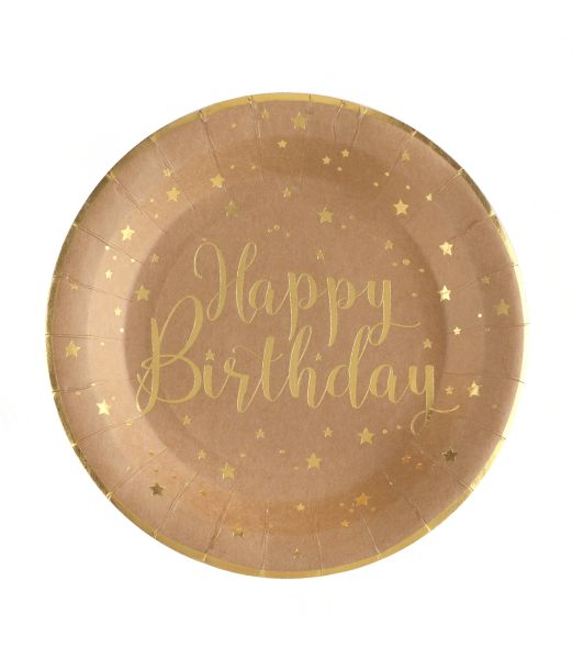 Natur paptallerken Happy birthday 