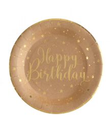 Natur paptallerken Happy birthday 