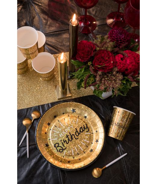 Guld glitter papkrus happy birthday 