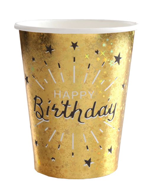 Guld glitter papkrus happy birthday 