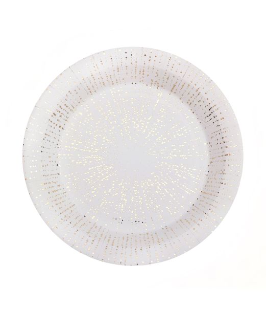 Hvid Bubbles paptallerken ø22,5 cm
