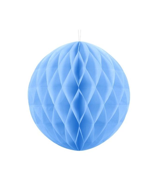 Lyseblå papirvæv kugle, 10 cm