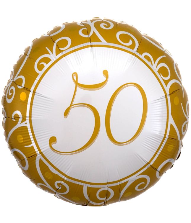 Folieballon 50 guld 43 cm.