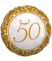 Folieballon 50 guld 43 cm.